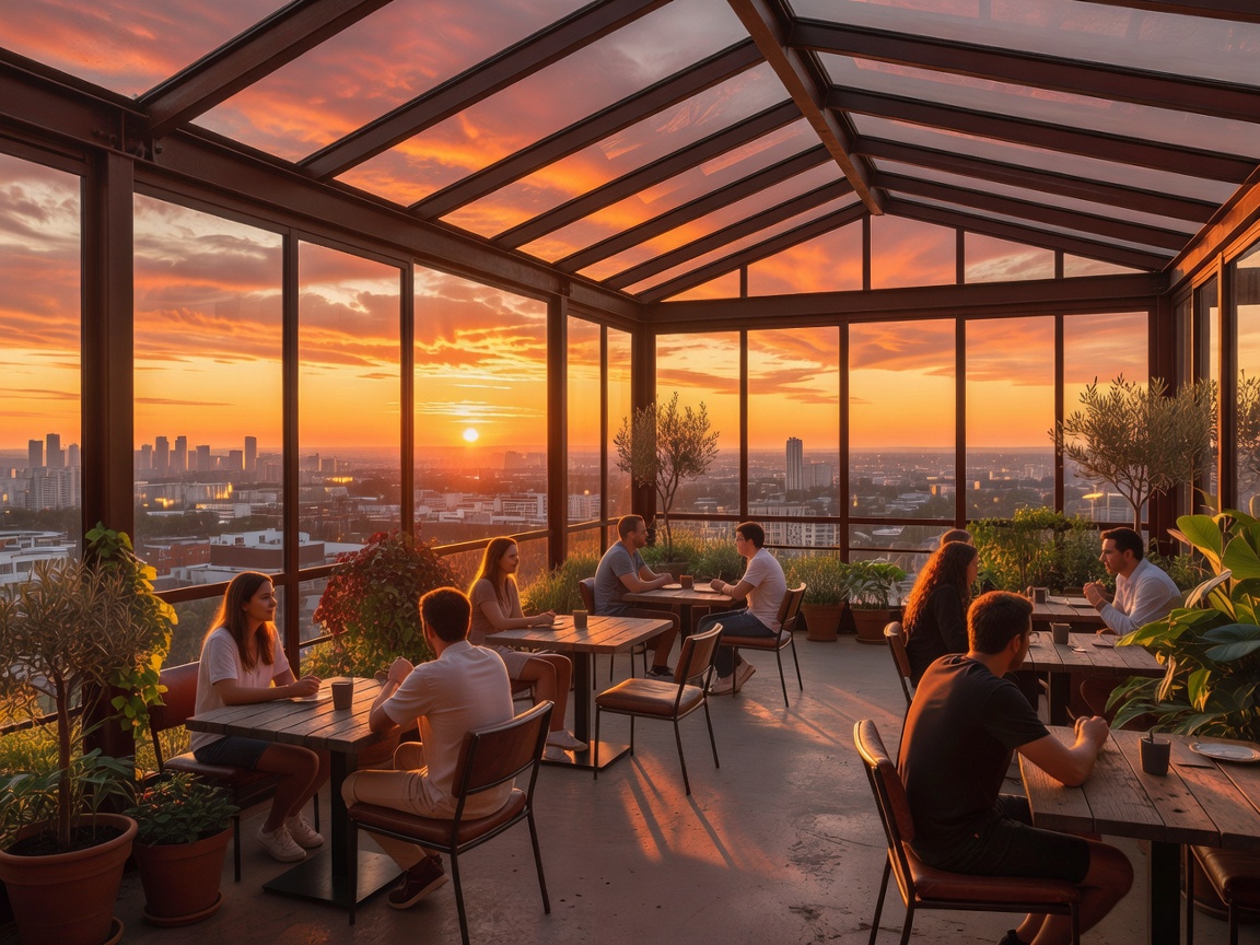 The Golden Hour Vault rooftop café in Paris with sunset views
